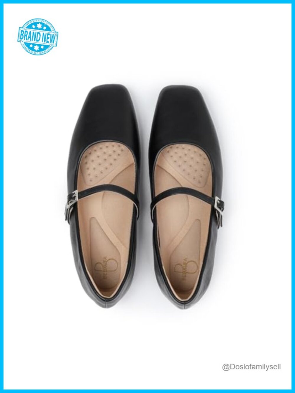 Square Toe Mary Jane Flats Faux Leather Adjustable Strap Ballet Shoes